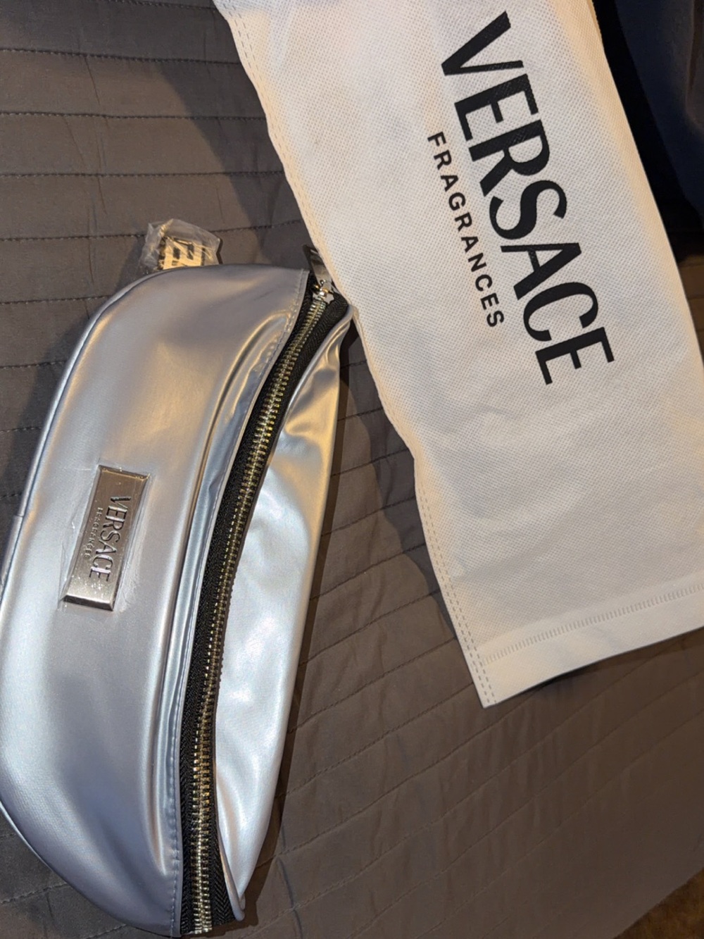 Versace Silver Metallic Men’s Belt Bag